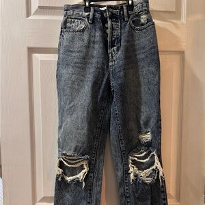 PacSun Blue Relaxed Jeans with Distressed Details